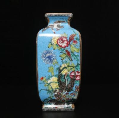 25CM Qianlong Signed Antique Chinese Famille Rose Vase W/peony