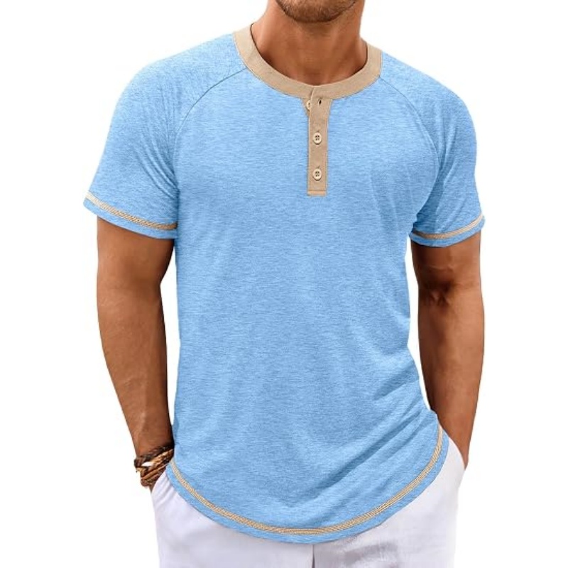 Men's Short‑Sleeve Vintage Henley Shirts