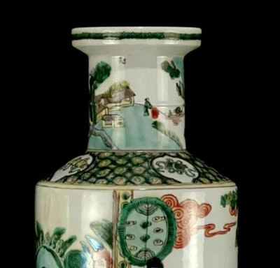 44CM Kangxi Signed Old Chinese Wucai Vase W/figure N1062