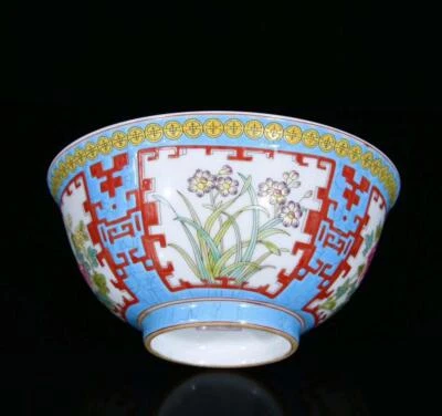 Kangxi Signed Old Chinese Colour Enamel Bowl W/flowers N3150