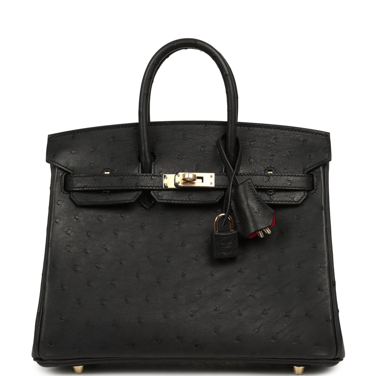 HERMÈS Special Order (HSS) Birkin 25 Black Verso Ostrich Permabrass Hardware