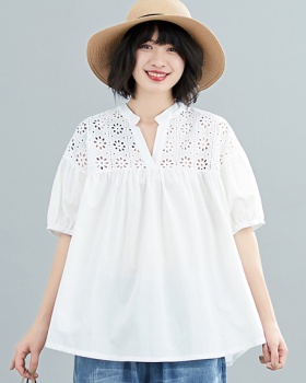 Hollow loose art shirt Korean style fresh tops for women