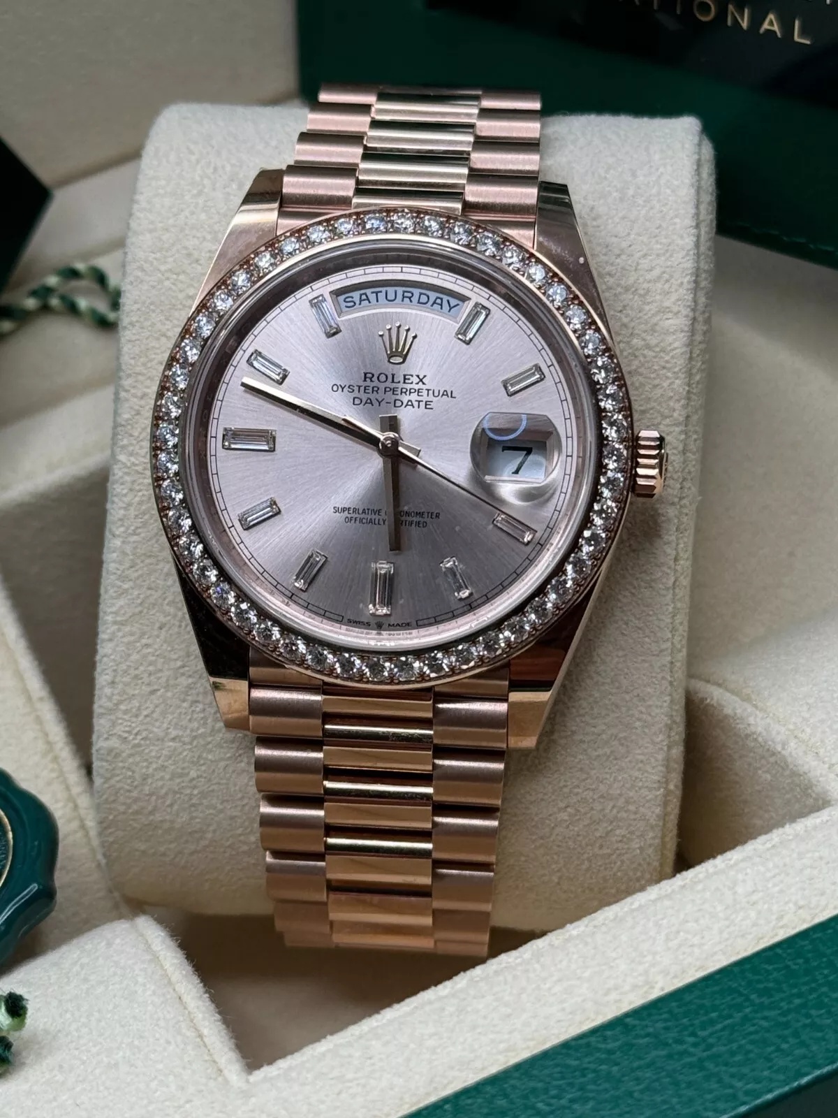 RLX  Day-Date 40mm Sundust Diamonds Dial 228345rbr-0007