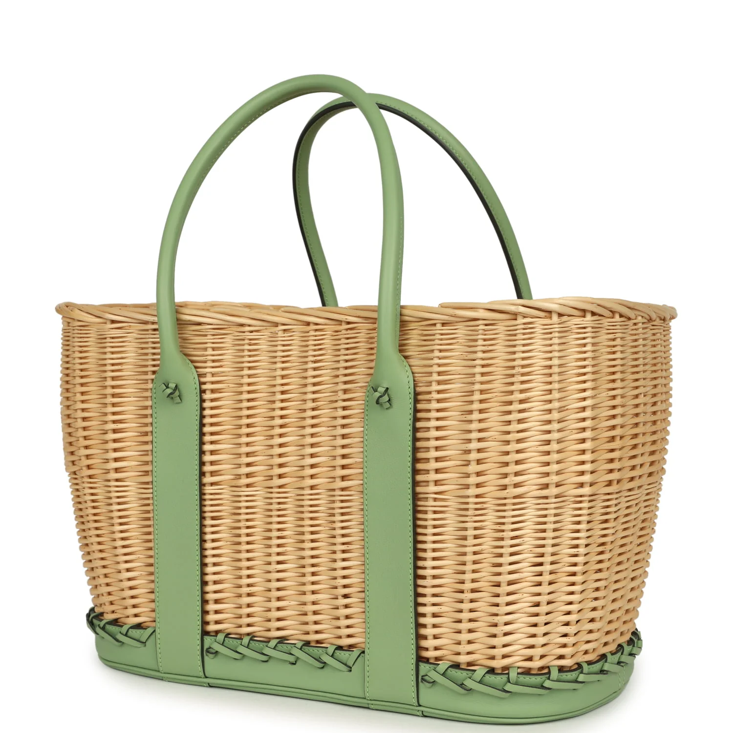 Hermes Picnic Garden Party 36 Vert Criquet Swift and Natural Osier Wicker