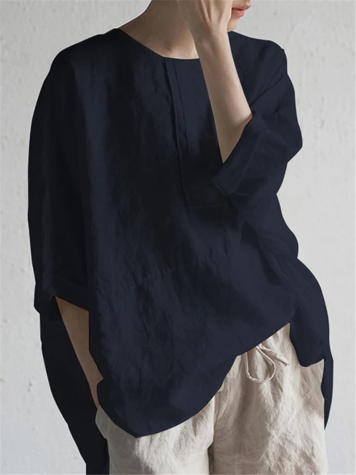 Cozy Crew Neck Half Sleeve Linen T-Shirt