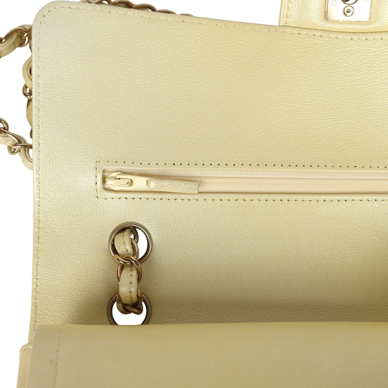 Chanel Medium Classic Double Flap Ombre Yellow Pearly Goatskin Gold Hardware