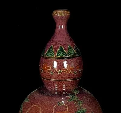 31CM Old Chinese Jun Kiln Vase w/kid N716