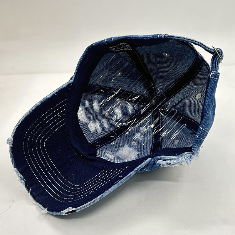 Men's Denim Ripped Sunshade Peaked Cap
