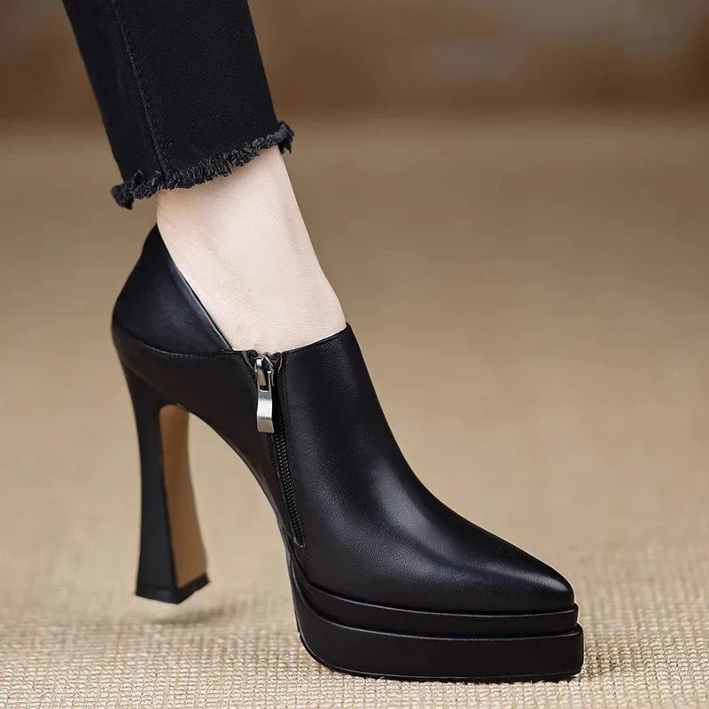 High Heels Women Shoes Pointed Toe Luxury Fashion Pumps Elegant Dress Woman Leather Shoes 2025 Autumn Designer Chaussure Femme