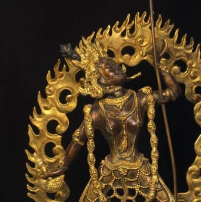 40CM Old Chinese Bronze Gilding Statue Buddha CK121