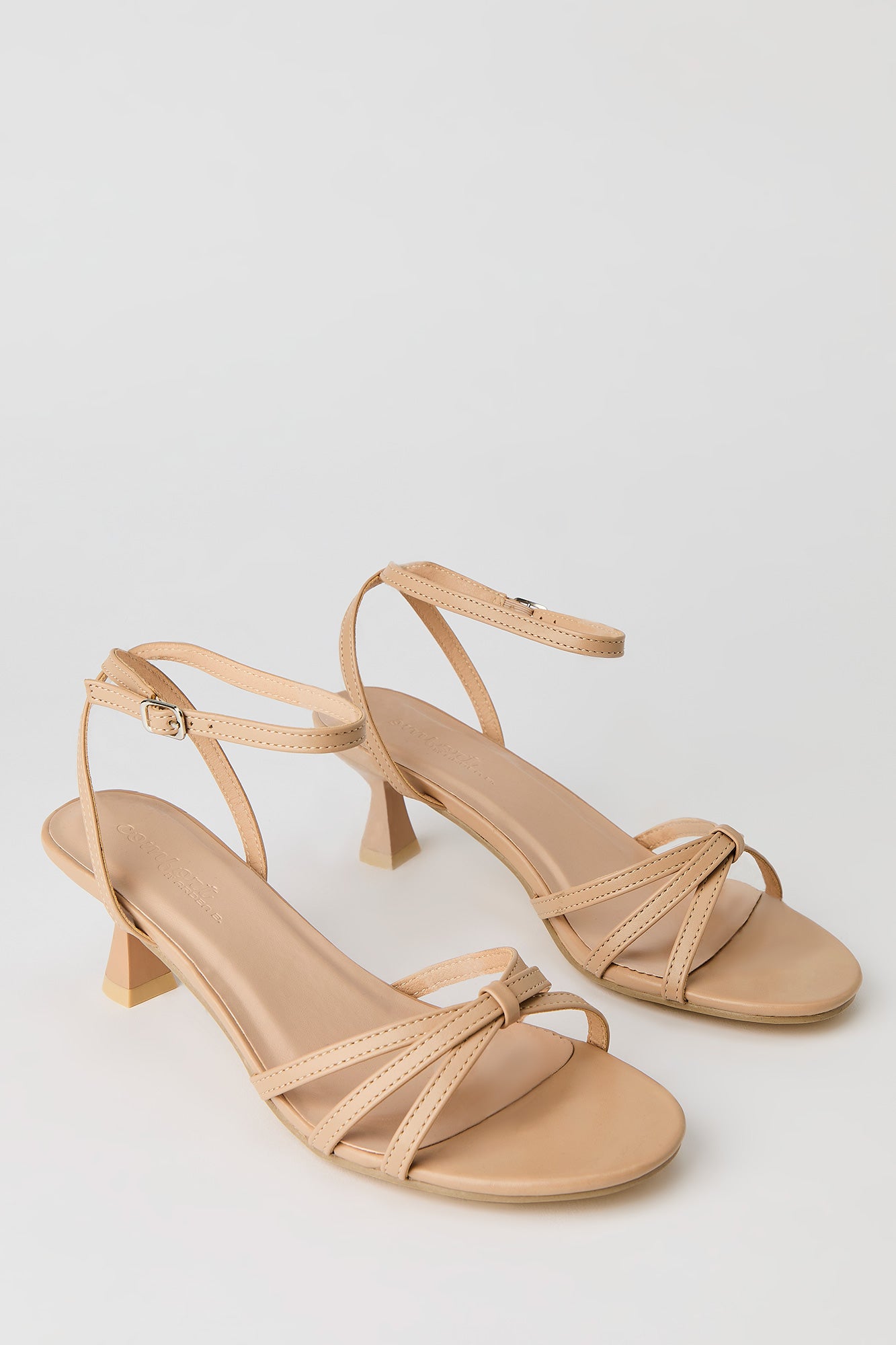 Faux Leather Strappy Kitten Heel