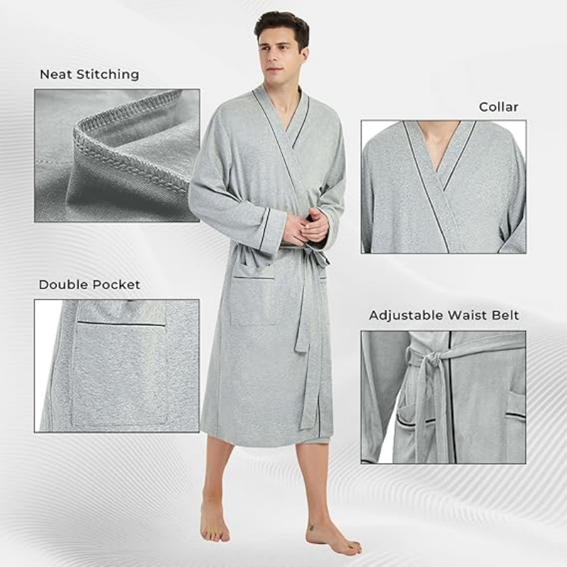 100% Cotton Men's Knit Bathrobe