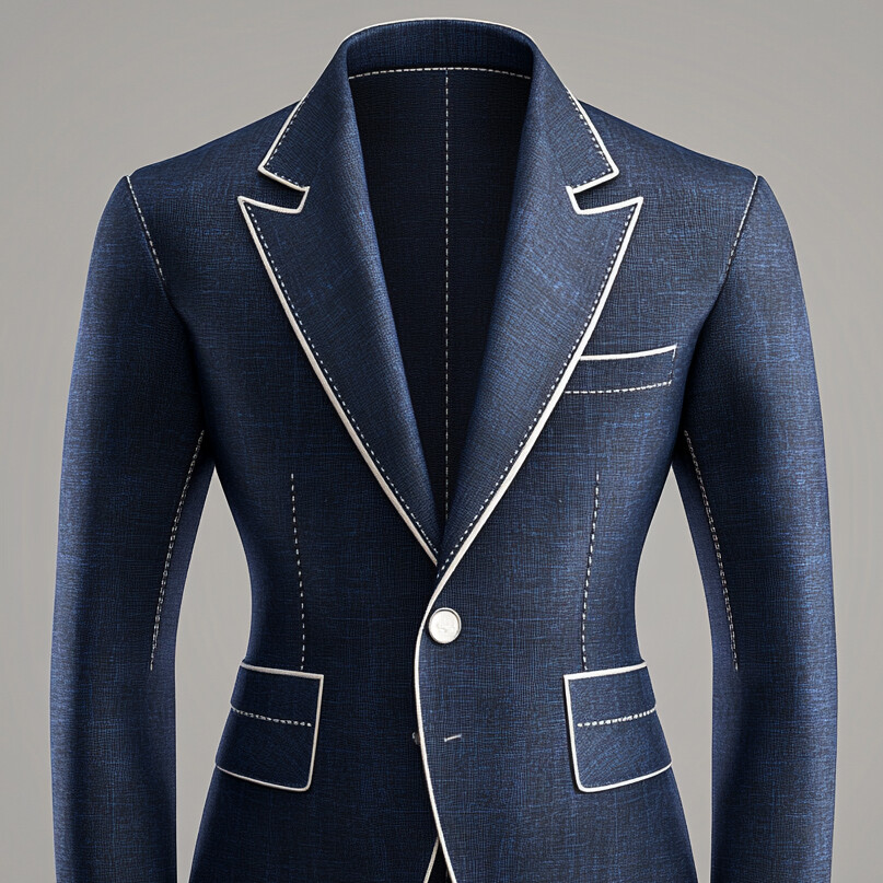 Men's Peak Lapel Long Sleeve Two Button Contrast Stitch Blazer