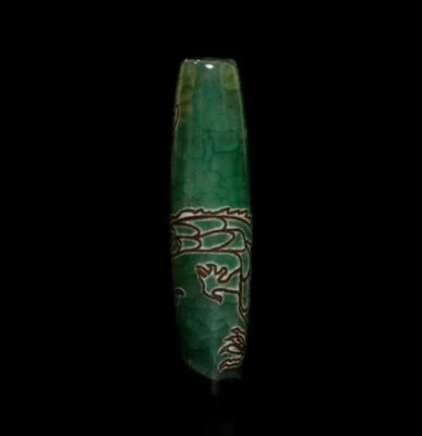 30G Old Chinese Carved Nephrite Tibet Agate Dzi Tianzhu Beads