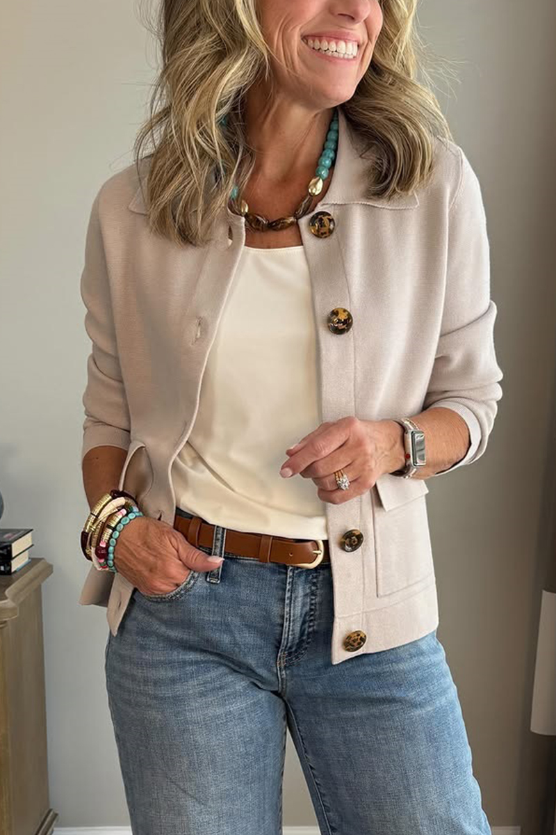 🌲 SALE🔥 Casual Lapel Pocket Solid Color Jacket