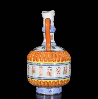 31CM Qianlong Signed Old Chinese Iron Red Flower Pot W/pattern N3734