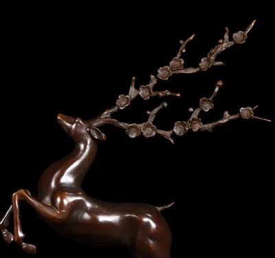 Old Chinese Copper Statue w/deer N4139