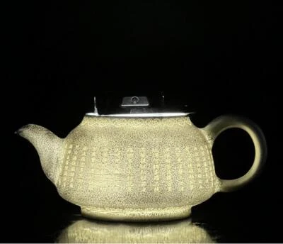Set Qianlong Signed Old Chinese Silvering Teapot W/poem CK48