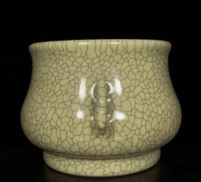 Old Chinese Song Ge Yao Ge Kiln Incense Burner w/ear CK751