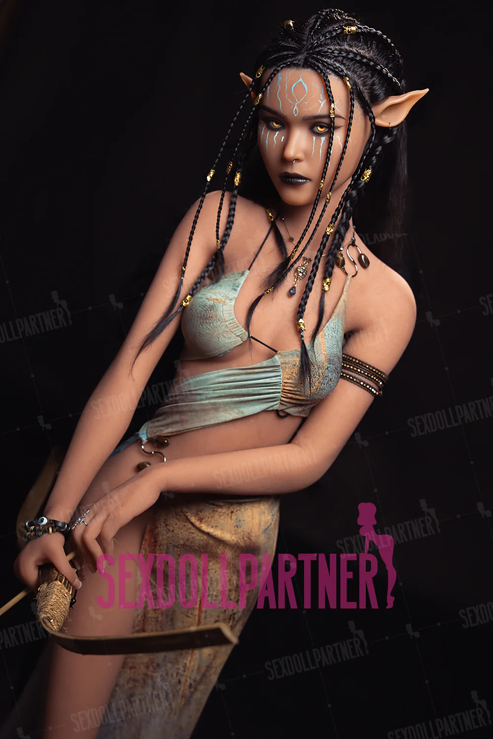 US Stock - YAMIEE Sia 5ft15/157cm 1073E Silicone Head TPE Body Tan Elf Hentai Alien Female Sex Doll