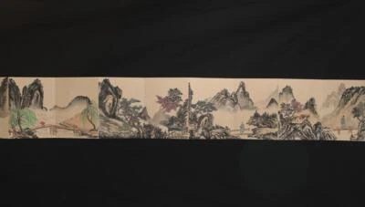 Jin Cheng Signed Old Chinese Hand Painted Calligraphy Scroll w/landscape