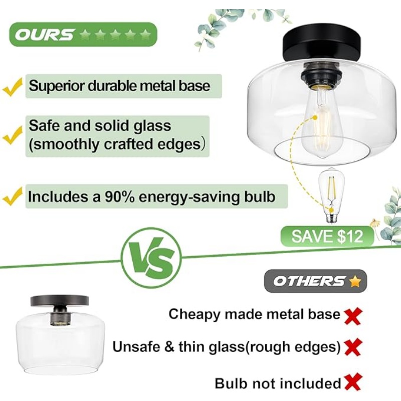 CIELUME Industrial Semi Flush Mount Ceiling Light