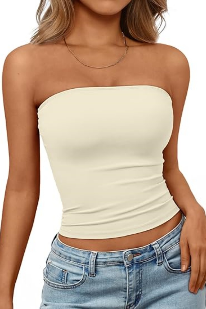 ELOWENA Women's Strapless Bandeau Crop Top