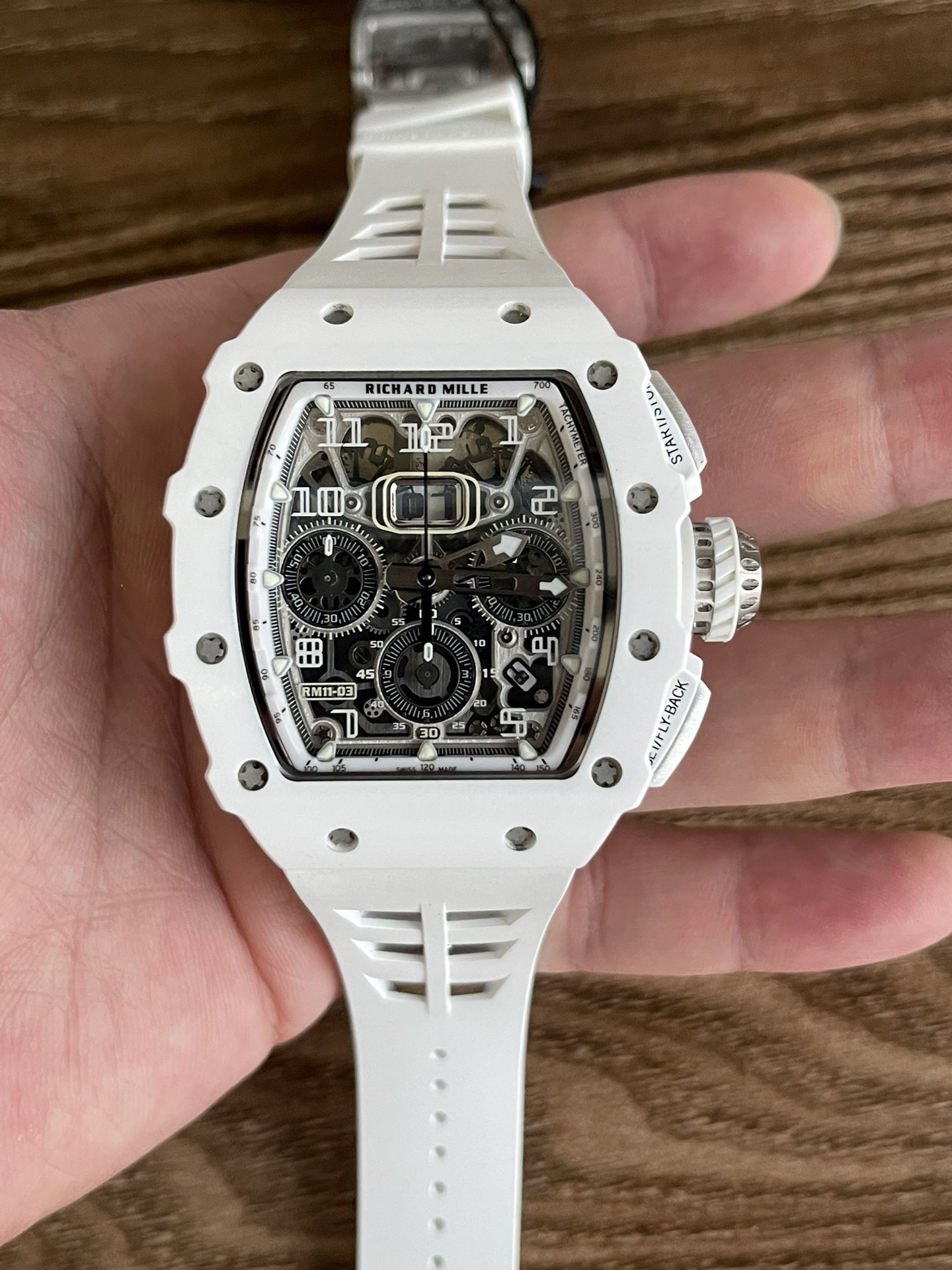【7A Quality】Richard Mille RM 11-03 Titanium Automatic Flyback Chronograph White