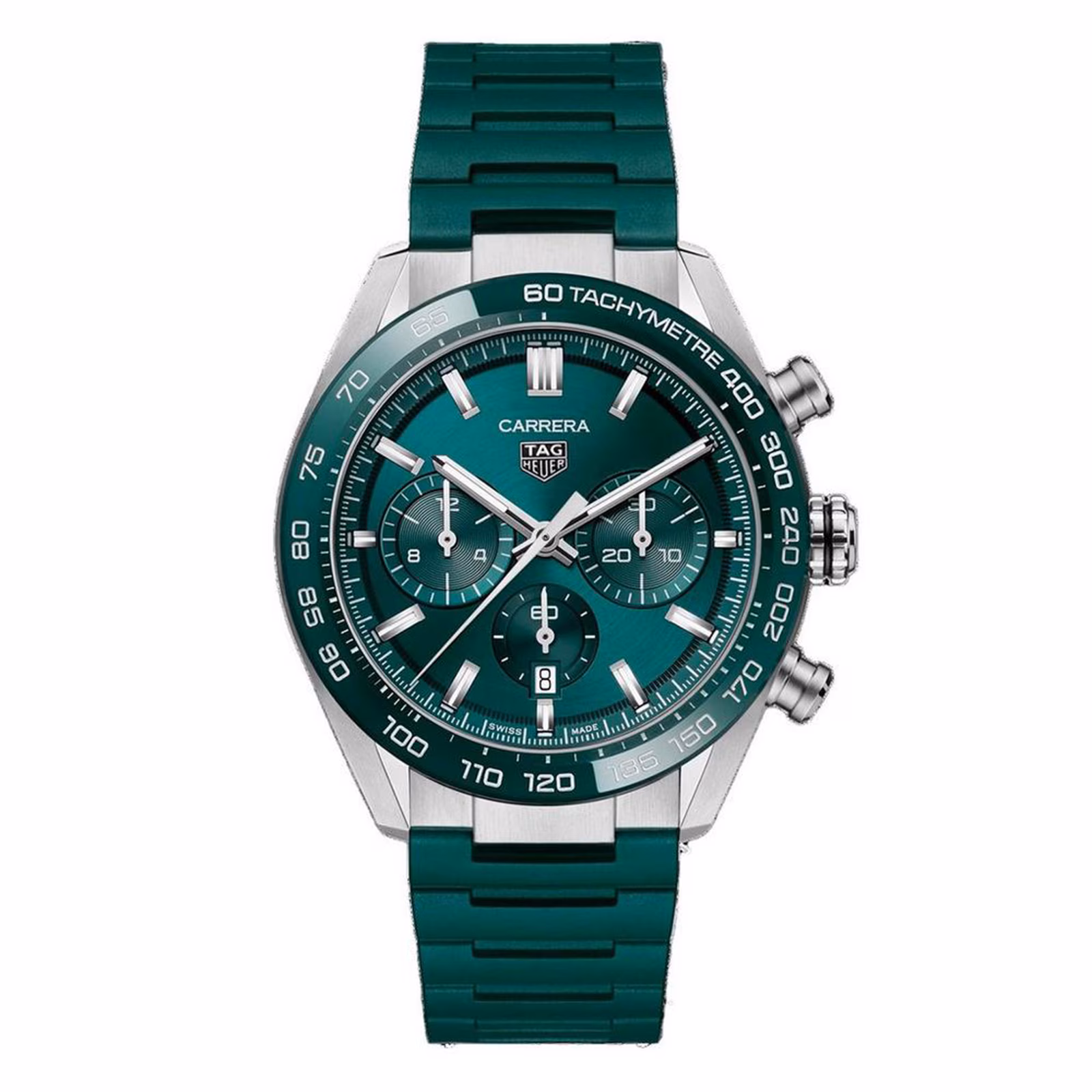 【7A Quality】TAG Heuer Carrera Chronograph 44mm Mens Watch Green Rubber CBN2A1N.FT6238