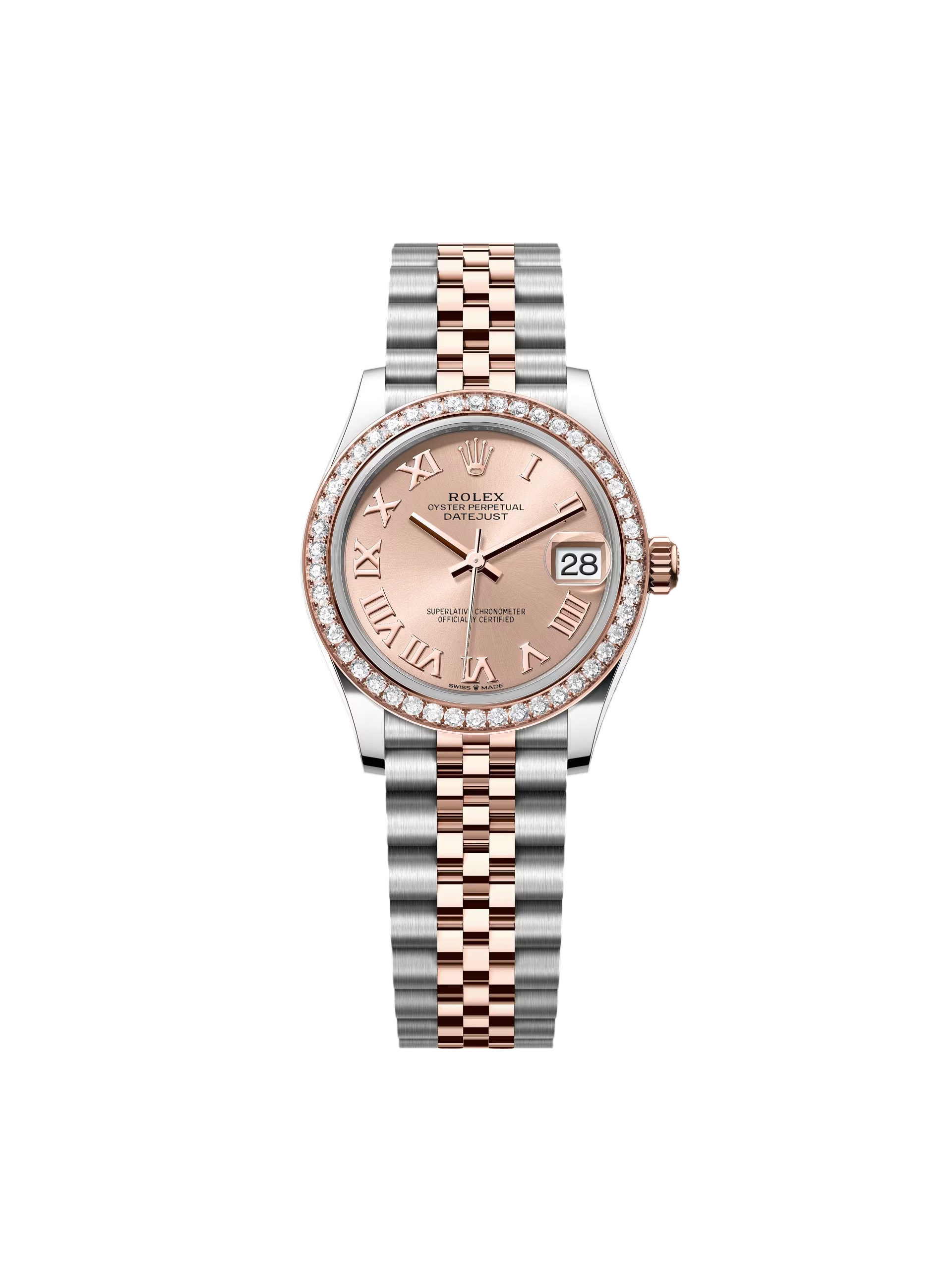 Rolex Datejust m278381-0001/0002 Rose Roman Dial Diamond-Set Bezel 31mm