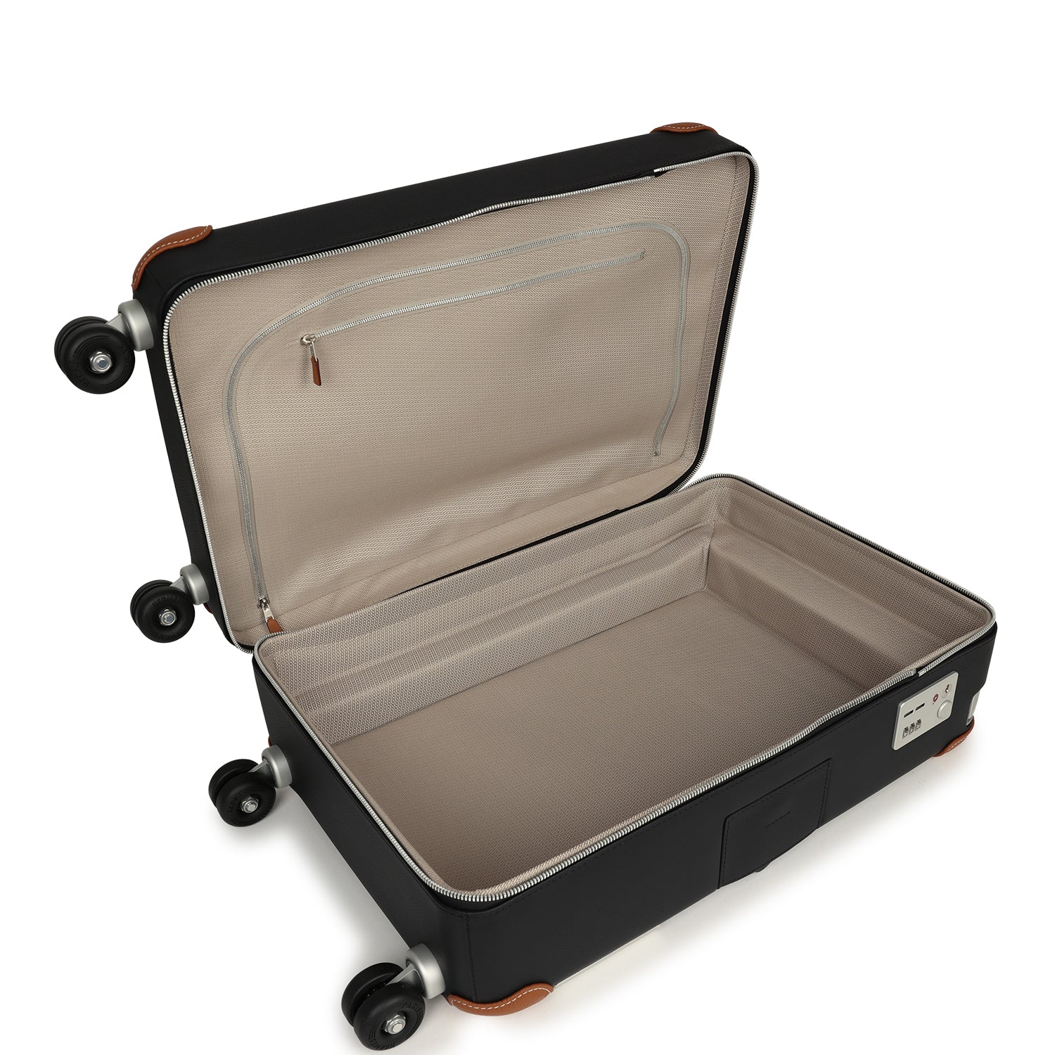 Hermes R.M.S. Cabine Rolling Suitcase Écru, Black Plume H Canvas, Fauve, Black Régate Palladium Hardware