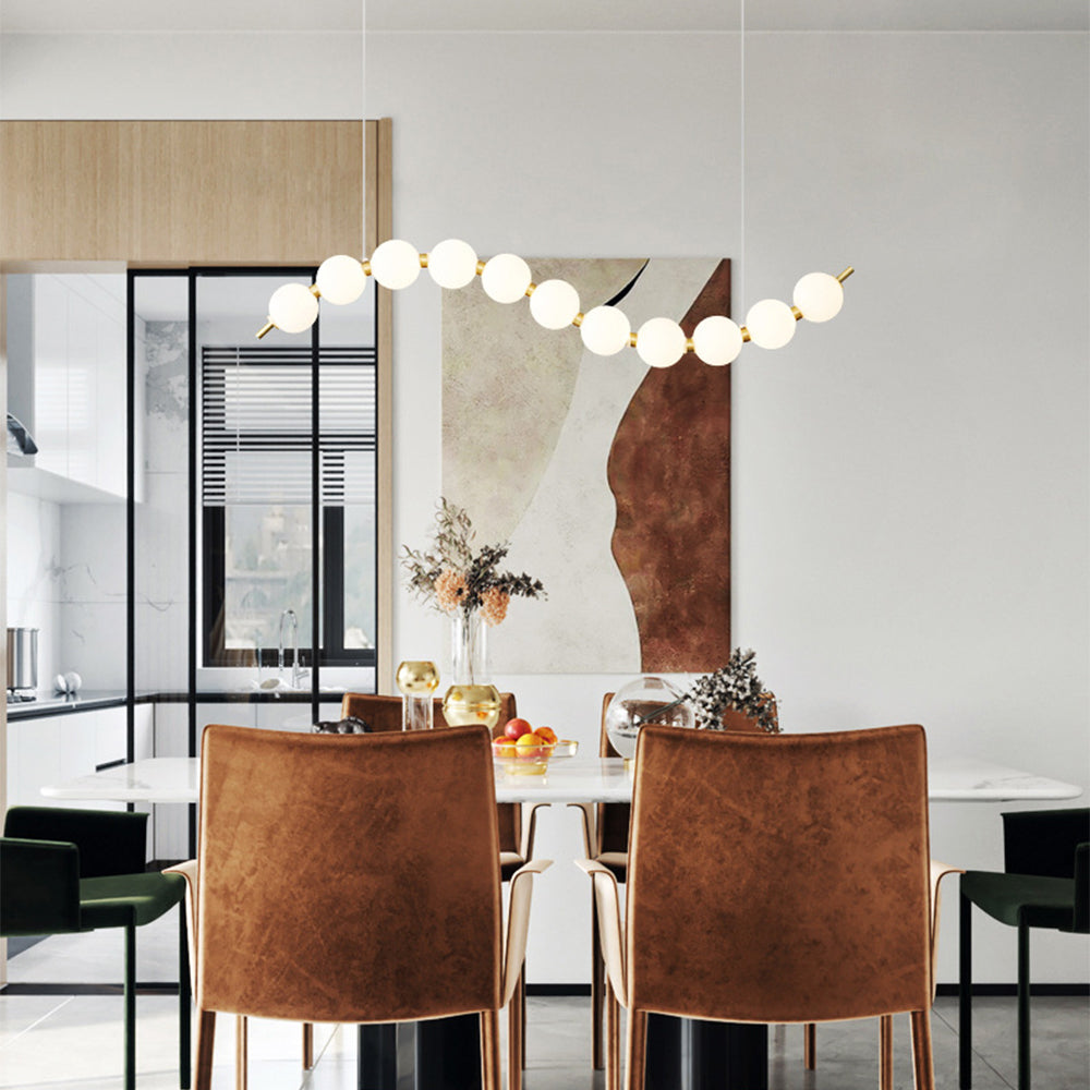 Minimalist White Ball Brass LED Pendant Light For Dining Room