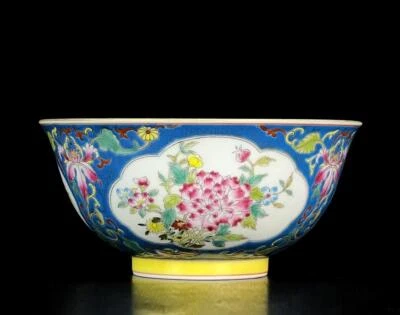 Old Yongzheng Signed Chinese Famille Rose Bowl W/flower N976
