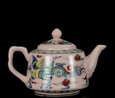 Chenghua Signed Old Chinese Doucai Teapot W/dragon N1094