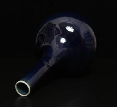 26.5CM Tianqi Signed Old Chinese Blue Glaze Vase