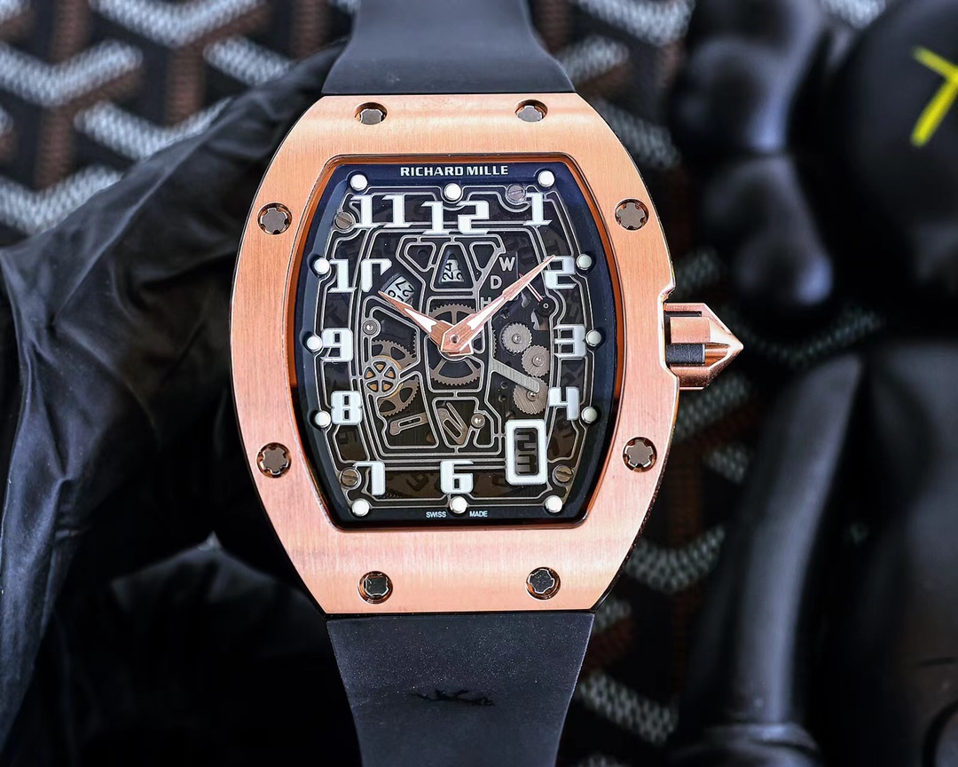 【7A Quality】Richard Mille RM 67-01 Skeleton Arabic Automatic Winding Rose Gold Watch