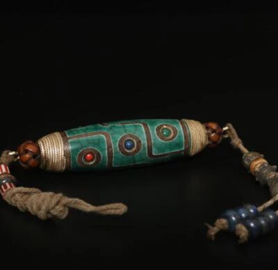 61G Old Chinese Carved Nephrite Tibet Agate Dzi Tianzhu Beads