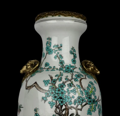 52CM Kangxi Signed Old Chinese Famille Rose Vase w/bird N3990