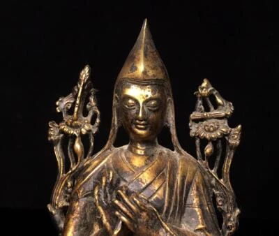 20CM Old Chinese Bronze Statue Karba Buddha Q107
