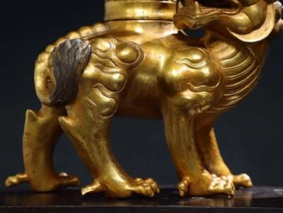 Pair 30CM Old Chinese Bronze Incense Burner w/kylin N2923