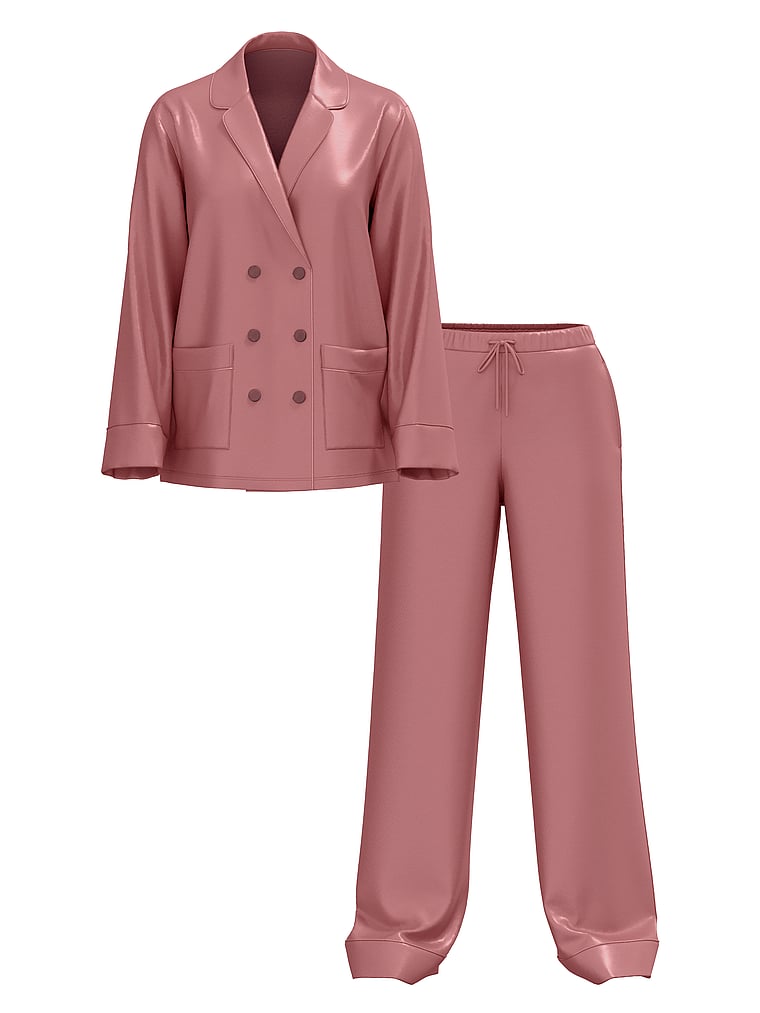 Victoria's Secret Luxe Satin Double -Breasted Long Pajama Set