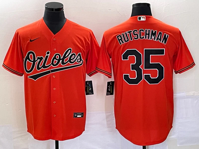 Men's Baltimore Orioles Adley Rutschman #35 Orange Replica Player Jersey