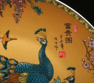 Qianlong Signed Chinese Famille Rose Dish W/phoenix&flower