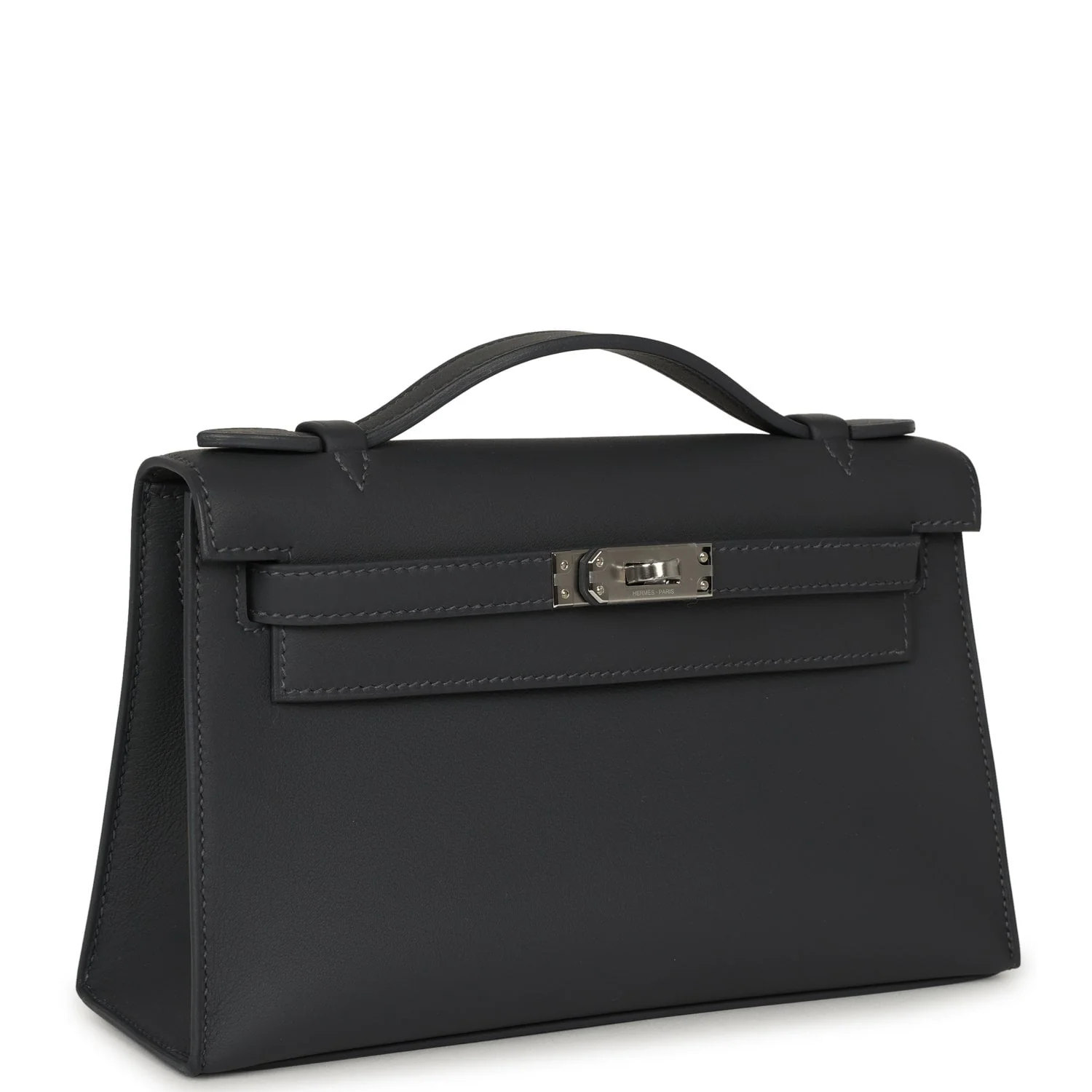 HERMÈS Kelly Pochette Ardoise Swift Palladium Hardware