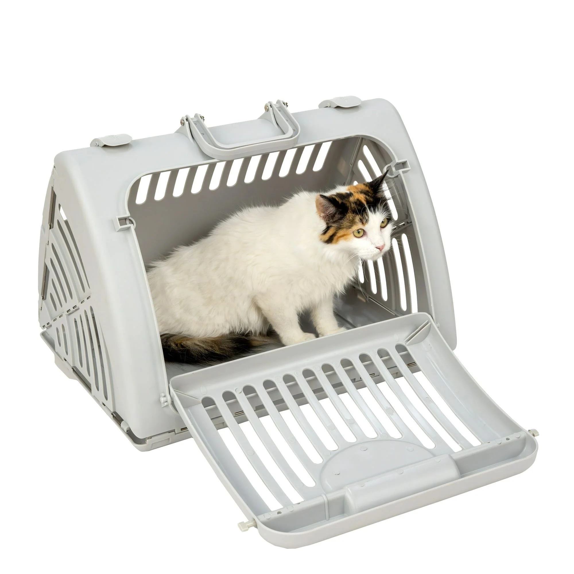 Foldable Plastic Travel Cat Carrier, Gray, One Size