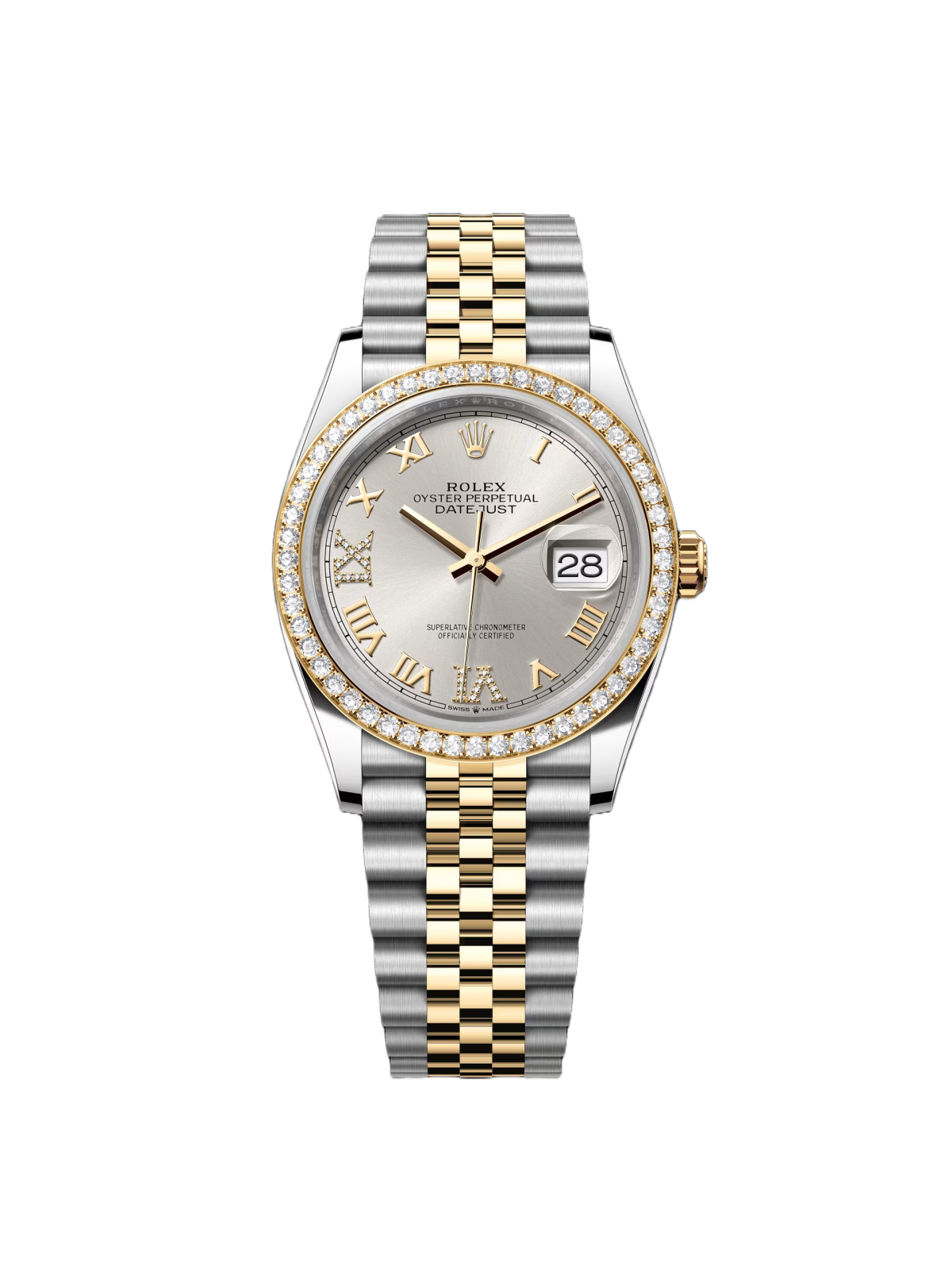 RLX  Datejust 36mm 126283 Silver Dial Diamond Bezel Jubilee Bracelet Watch