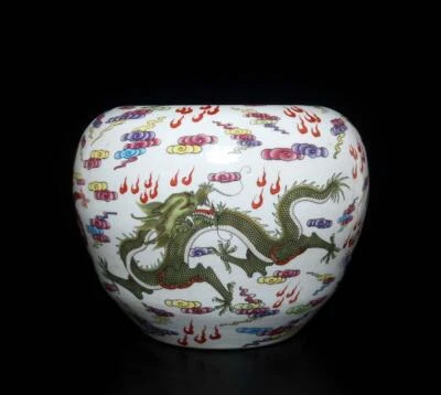 Kangxi Singed Old Chinese Wucai Brush Washer W/dragon
