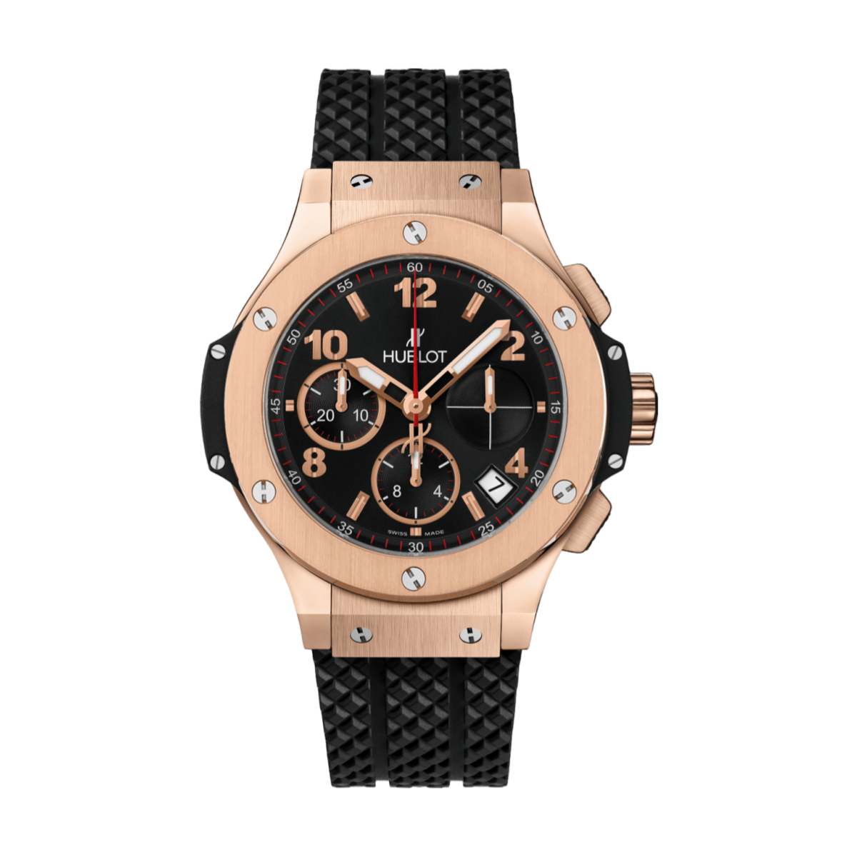 Hublot Big Bang 41mm Watch 341.PX.130.RX  Black Dial in 18K Rose Gold Case, Black Structured Rubber Strap