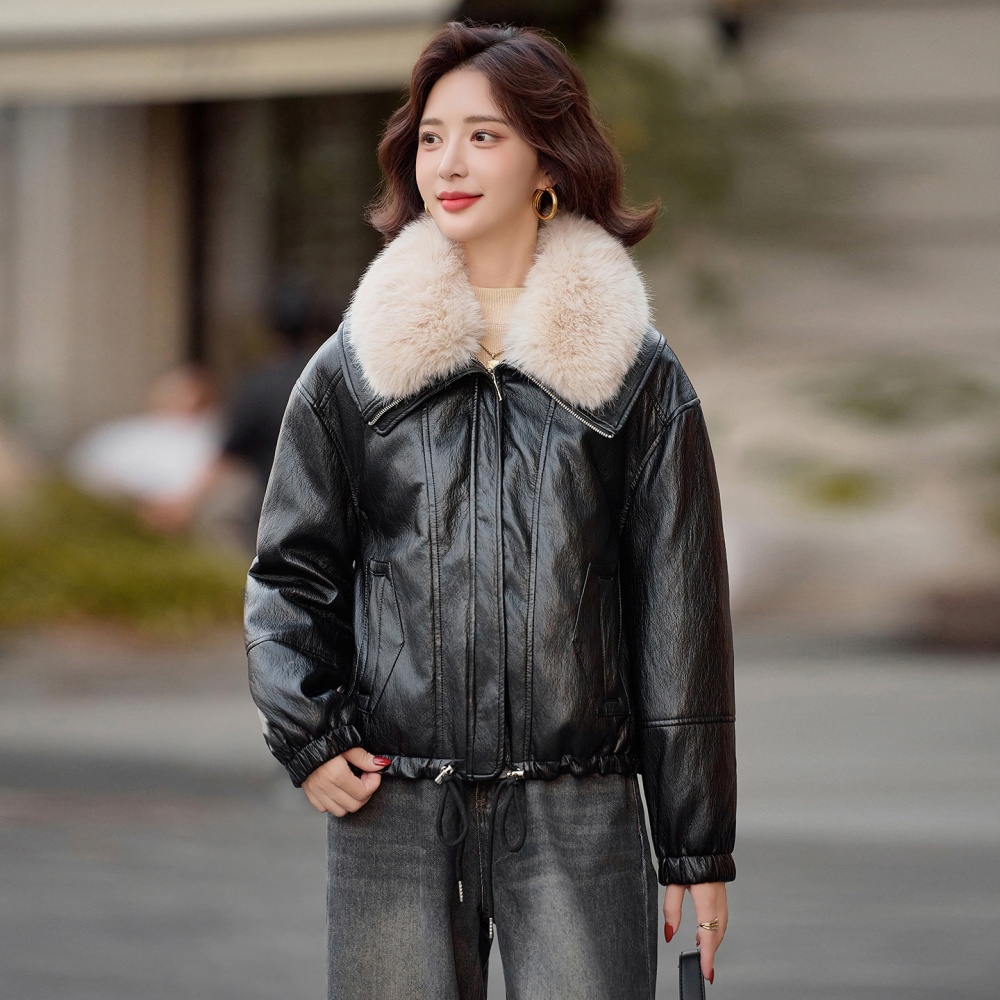 Large fur collar metal removable down short jacket