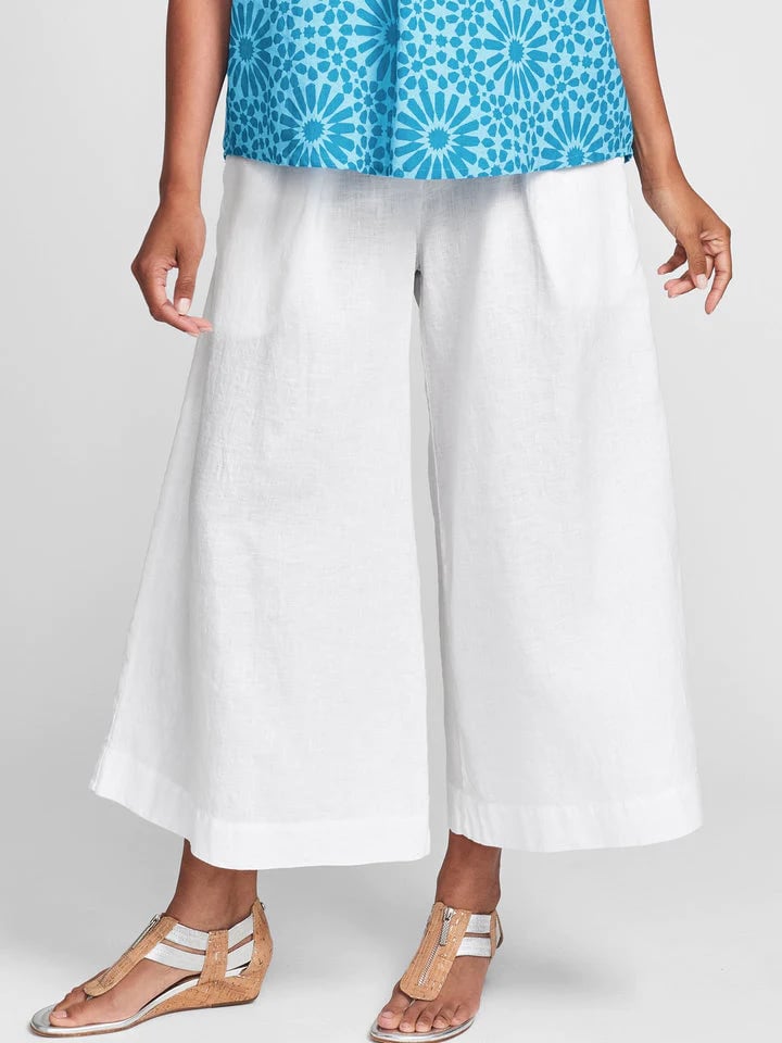 Womens Cotton Linen Wide Leg Pants